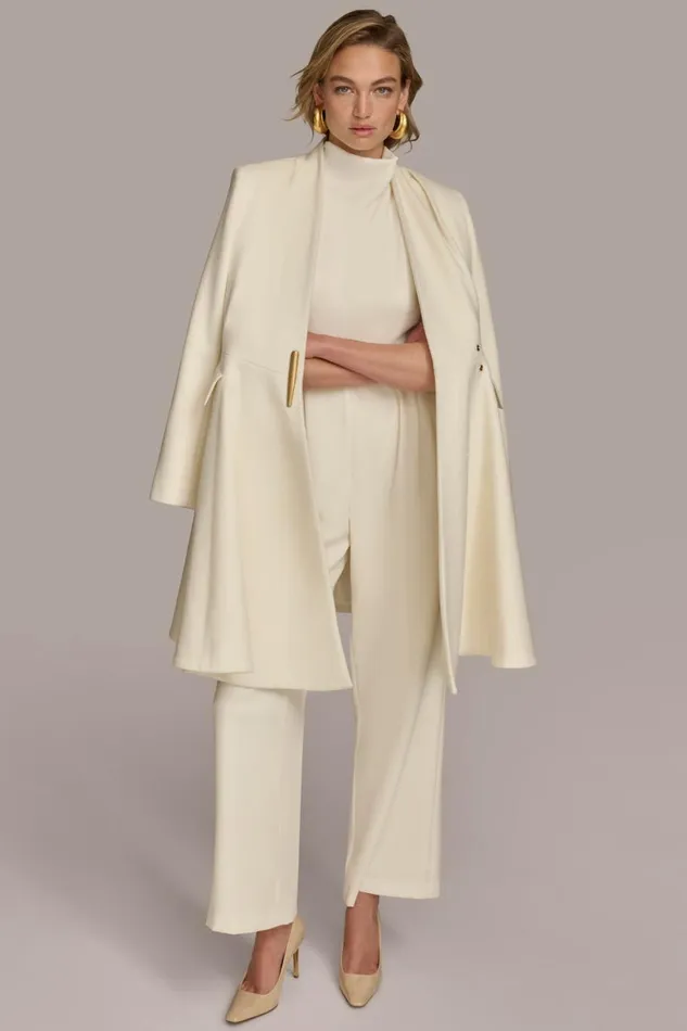 Women Donna Karan Coats And Jackets WOOL DRESS COAT Ivory