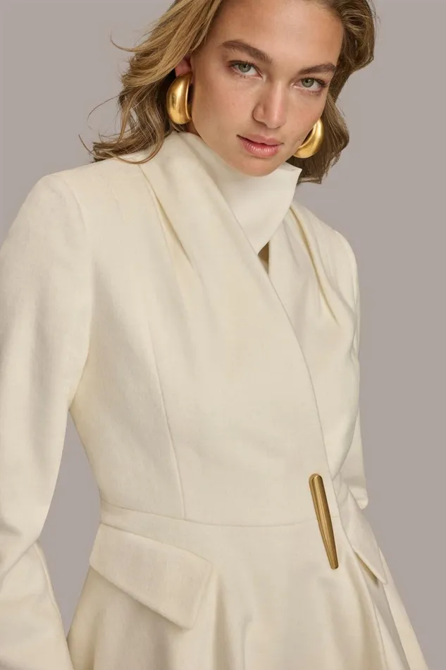 Women Donna Karan Coats And Jackets WOOL DRESS COAT Ivory