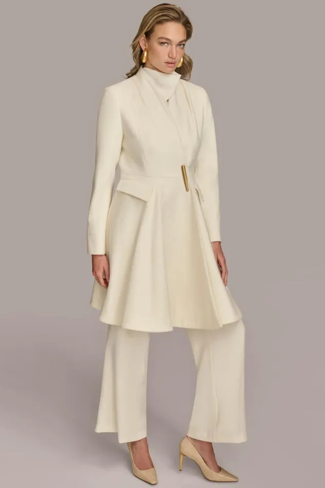 Women Donna Karan Coats And Jackets WOOL DRESS COAT Ivory