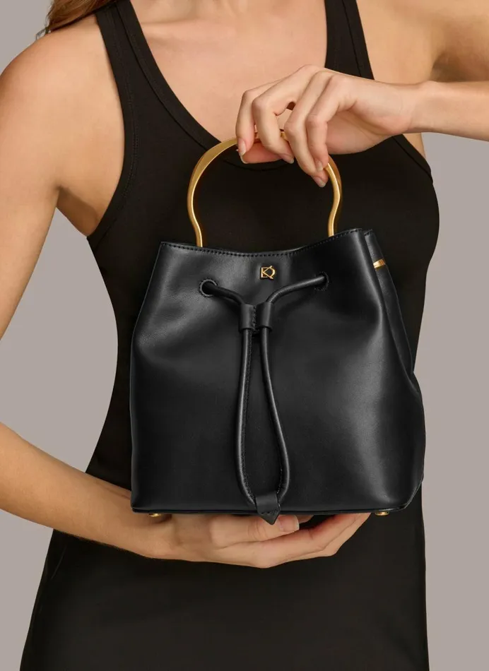 Women Donna Karan Crossbody Bags And Satchels LAWRENCE BUCKET BAG Black