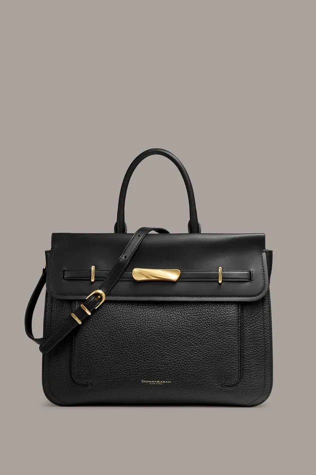 Women Donna Karan Crossbody Bags And Satchels OCEANSIDE SATCHEL Black
