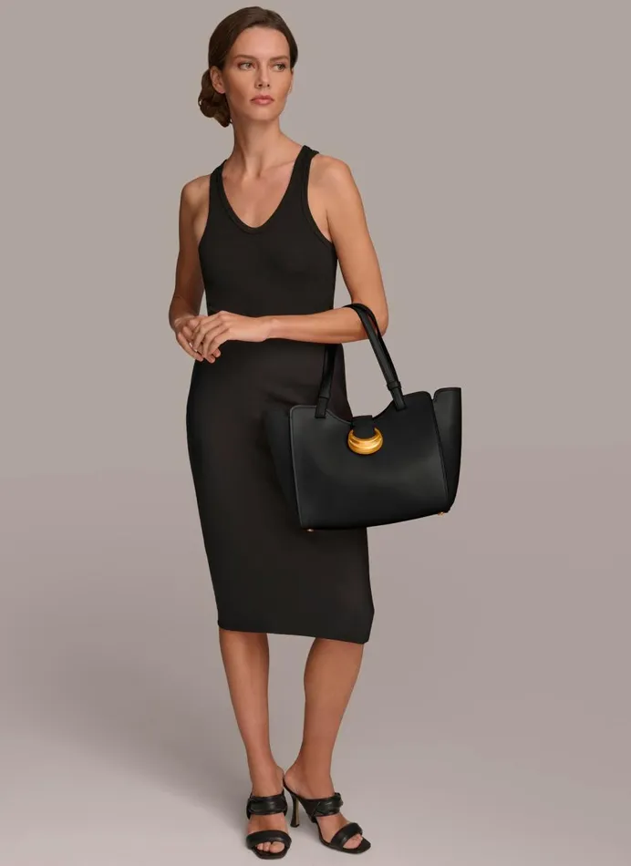 Women Donna Karan Crossbody Bags And Satchels VALLEY STREAM TOTE Blackgold