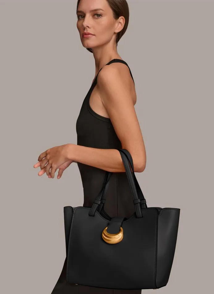 Women Donna Karan Crossbody Bags And Satchels VALLEY STREAM TOTE Blackgold