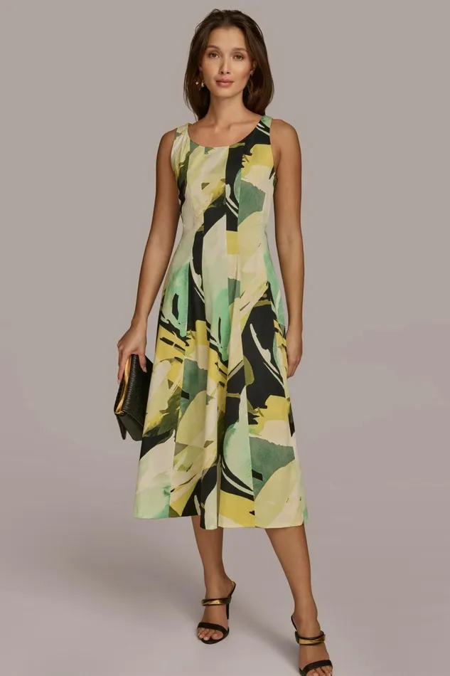 Women Donna Karan Dresses And Jumpsuits ABSTRACT MIDI FIT AND FLARE DRESS Black Women Donna Karan Dresses And Jumpsuits ABSTRACT MIDI FIT AND FLARE DRESS Black