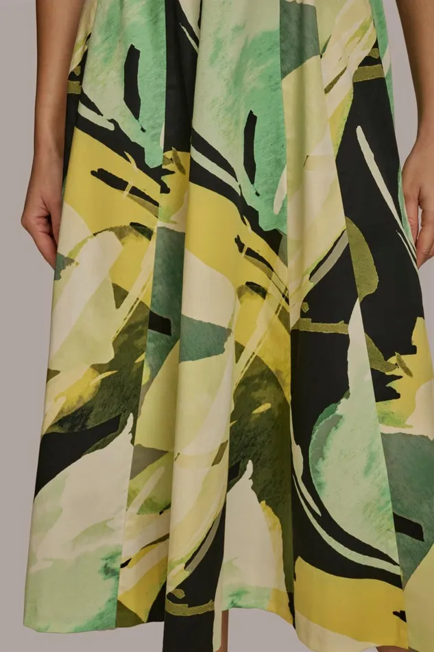 Women Donna Karan Dresses And Jumpsuits ABSTRACT MIDI FIT AND FLARE DRESS Black
