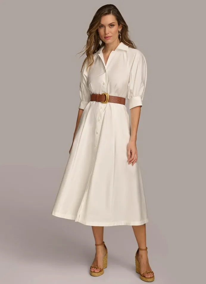 Women Donna Karan Dresses And Jumpsuits COTTON SHIRT DRESS Cream