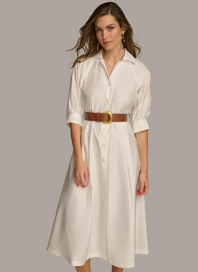 Women Donna Karan Dresses And Jumpsuits COTTON SHIRT DRESS Cream