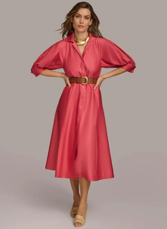 Women Donna Karan Dresses And Jumpsuits COTTON SHIRT DRESS Rose Quartz
