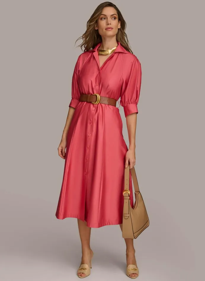 Women Donna Karan Dresses And Jumpsuits COTTON SHIRT DRESS Rose Quartz