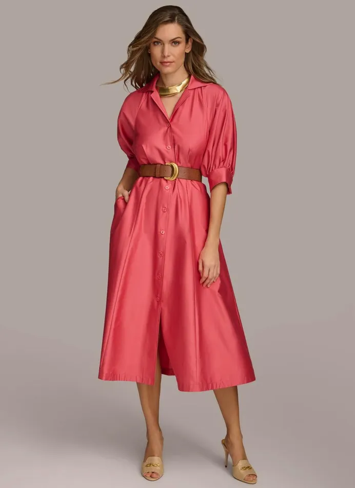 Women Donna Karan Dresses And Jumpsuits COTTON SHIRT DRESS Rose Quartz