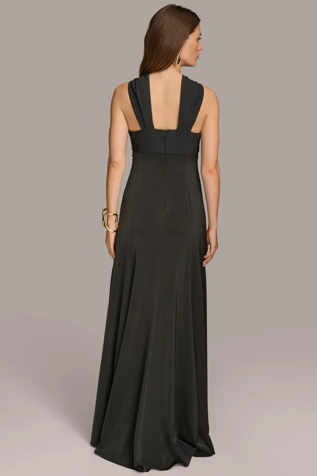 Women Donna Karan Dresses And Jumpsuits CRISS CROSS HALTER ALINE GOWN Black