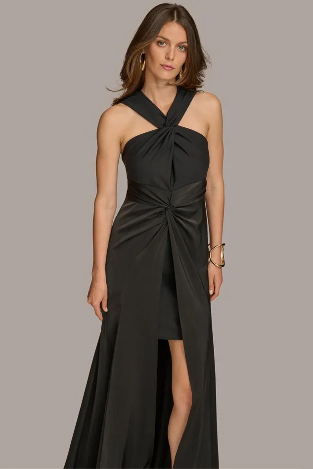 Women Donna Karan Dresses And Jumpsuits CRISS CROSS HALTER ALINE GOWN Black