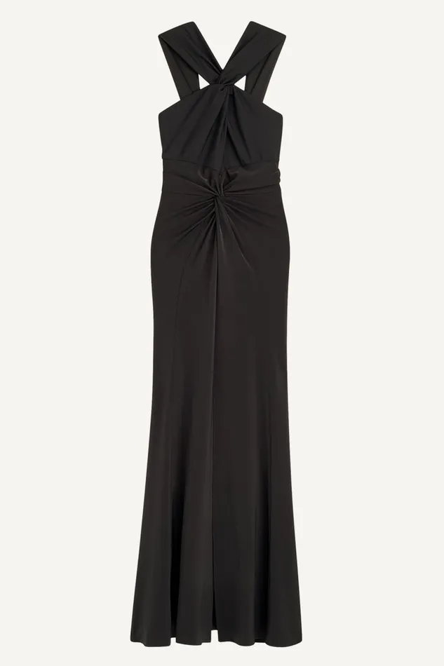 Women Donna Karan Dresses And Jumpsuits CRISS CROSS HALTER ALINE GOWN Black