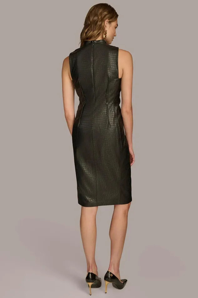 Women Donna Karan Dresses And Jumpsuits FAUX LEATHER SHEATH DRESS Black