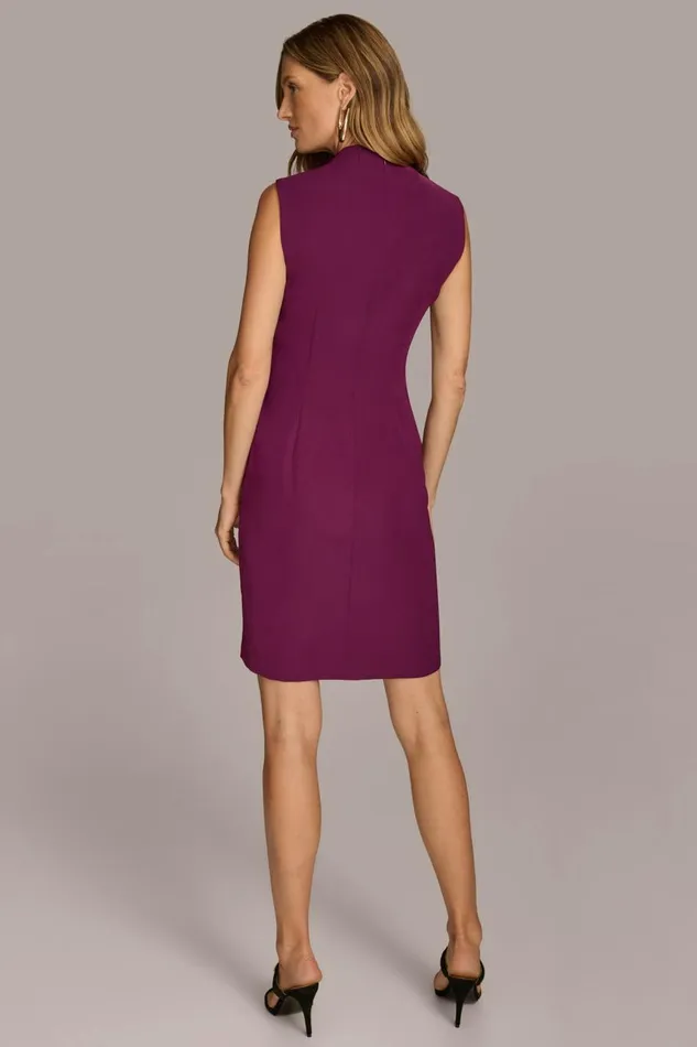 Women Donna Karan Dresses And Jumpsuits MOCK NECK DRESS WITH SIDE BELT Elderberry
