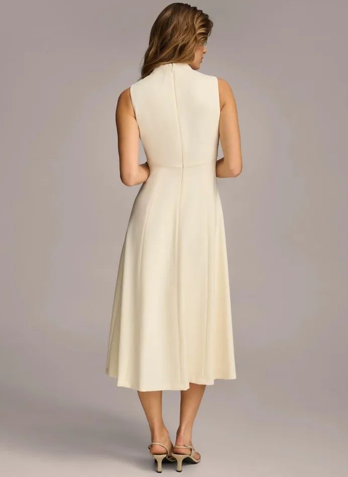 Women Donna Karan Dresses And Jumpsuits MOCK NECK MIDI Cream