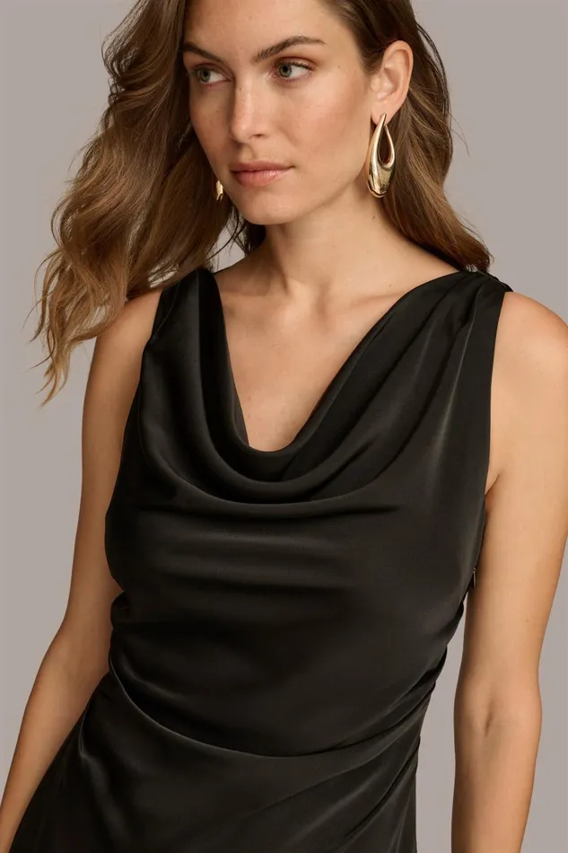 Women Donna Karan Dresses And Jumpsuits SATIN COWL NECK GOWN Black