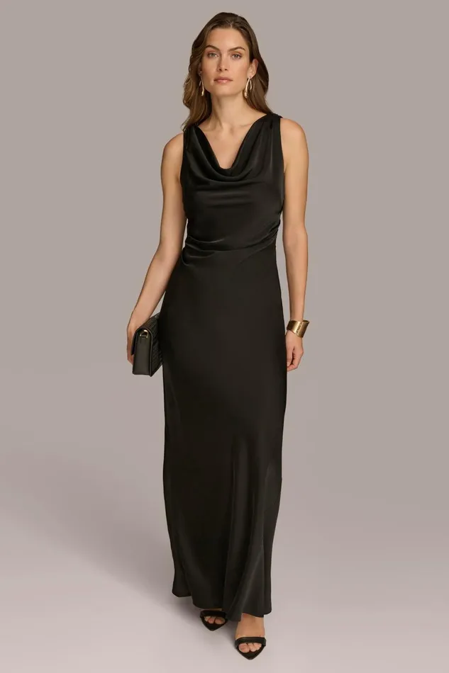 Women Donna Karan Dresses And Jumpsuits SATIN COWL NECK GOWN Black
