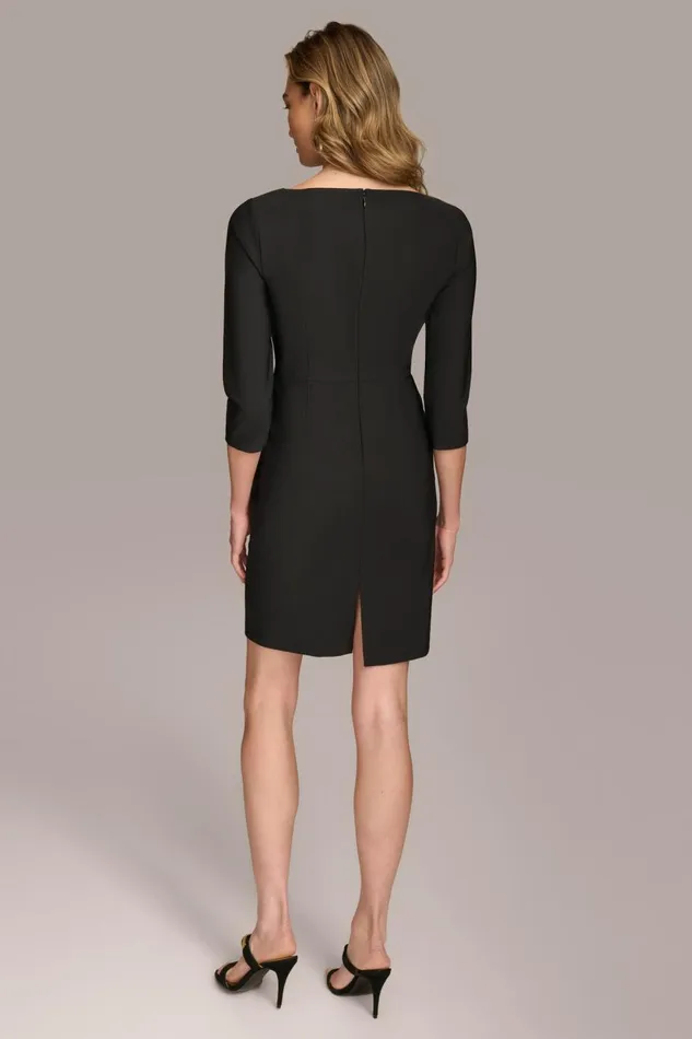 Women Donna Karan Dresses And Jumpsuits SHEATH DRESS WITH ASYMMETRICAL NECK Black