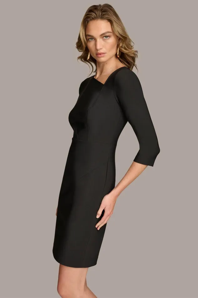 Women Donna Karan Dresses And Jumpsuits SHEATH DRESS WITH ASYMMETRICAL NECK Black