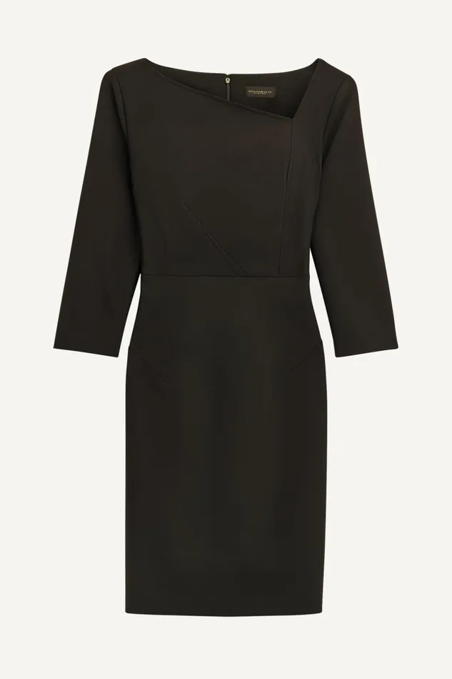 Women Donna Karan Dresses And Jumpsuits SHEATH DRESS WITH ASYMMETRICAL NECK Black