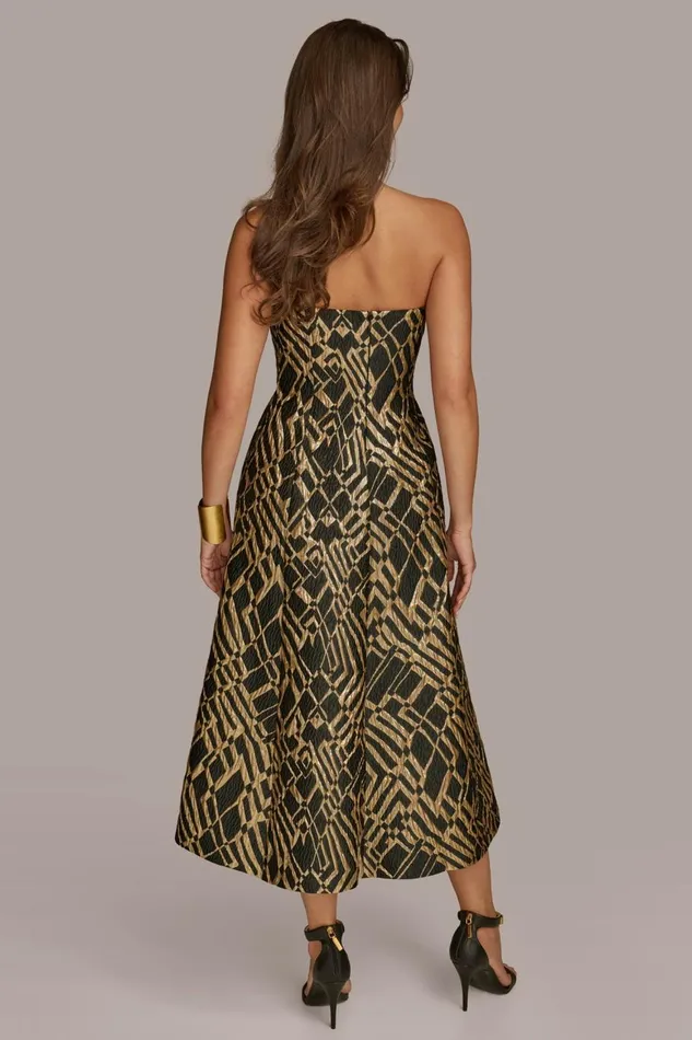 Women Donna Karan Dresses And Jumpsuits STRAPLESS FIT AND FLARE DRESS Blacksand Multi Women Donna Karan Dresses And Jumpsuits STRAPLESS FIT AND FLARE DRESS Blacksand Multi