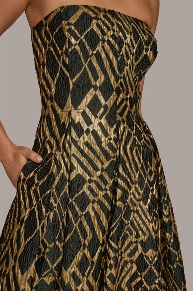 Women Donna Karan Dresses And Jumpsuits STRAPLESS FIT AND FLARE DRESS Blacksand Multi Women Donna Karan Dresses And Jumpsuits STRAPLESS FIT AND FLARE DRESS Blacksand Multi