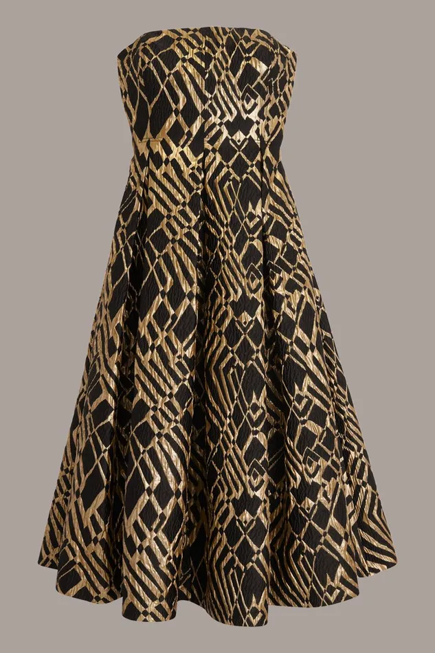 Women Donna Karan Dresses And Jumpsuits STRAPLESS FIT AND FLARE DRESS Blacksand Multi Women Donna Karan Dresses And Jumpsuits STRAPLESS FIT AND FLARE DRESS Blacksand Multi