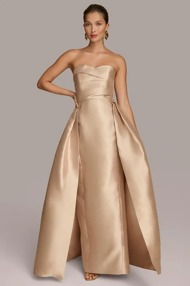 Women Donna Karan Dresses And Jumpsuits SWEETHEART GOWN WITH OUTER SKIRT Gold Women Donna Karan Dresses And Jumpsuits SWEETHEART GOWN WITH OUTER SKIRT Gold