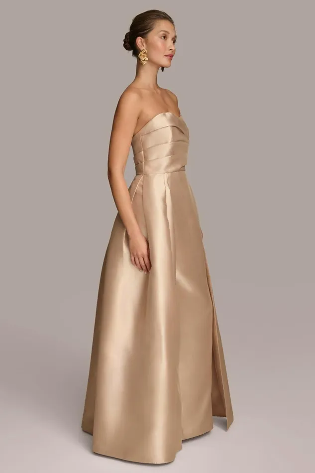 Women Donna Karan Dresses And Jumpsuits SWEETHEART GOWN WITH OUTER SKIRT Gold