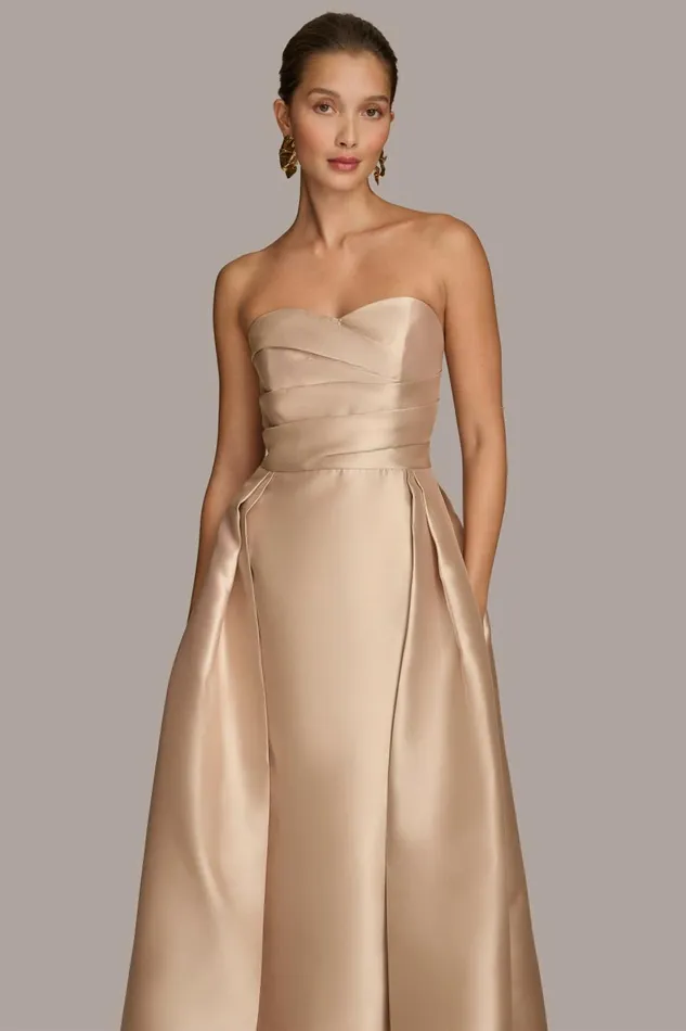 Women Donna Karan Dresses And Jumpsuits SWEETHEART GOWN WITH OUTER SKIRT Gold