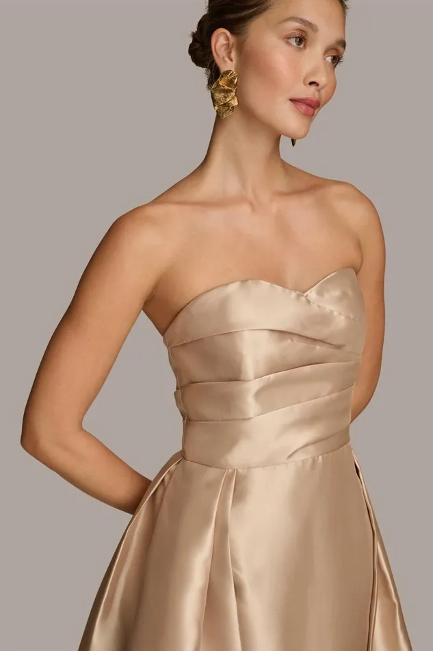 Women Donna Karan Dresses And Jumpsuits SWEETHEART GOWN WITH OUTER SKIRT Gold
