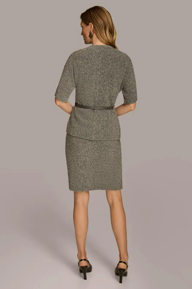 Women Donna Karan Dresses And Jumpsuits TWO PIECE SWEATER DRESS WITH BELT Tin Heather