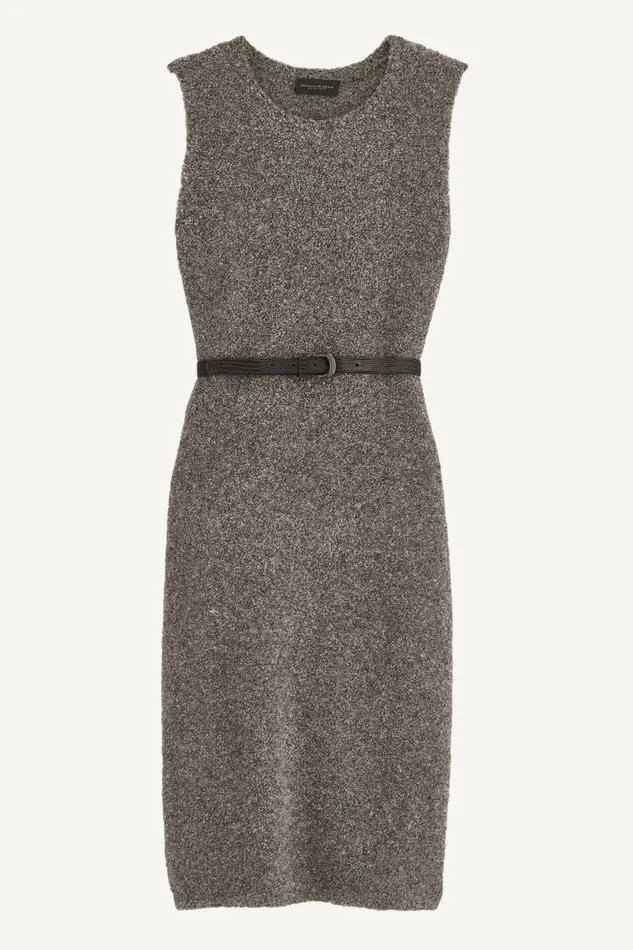 Women Donna Karan Dresses And Jumpsuits TWO PIECE SWEATER DRESS WITH BELT Tin Heather