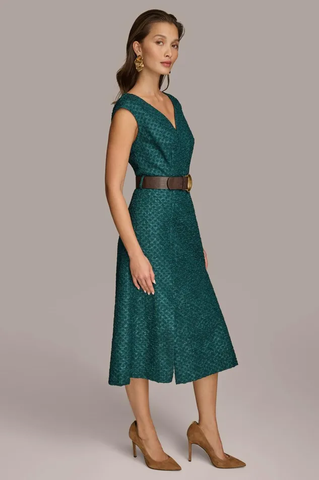 Women Donna Karan Dresses And Jumpsuits VNECK A LINE MIDI DRESS Spruce