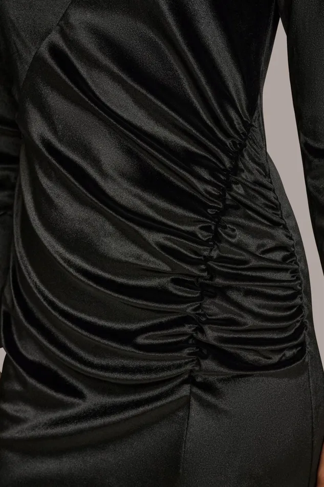 Women Donna Karan Dresses And Jumpsuits VELVET ASYMMETRICAL NECK SHEATH DRESS Black