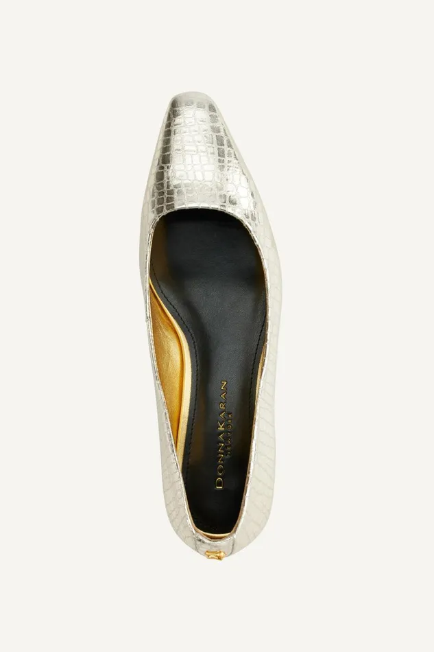 Women Donna Karan Flats And Loafers SAVITA POINTED FLAT White Gold