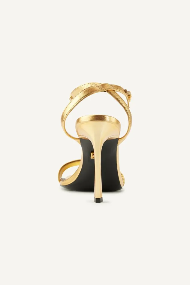 Women Donna Karan Heels And Wedges CORIN CHAIN ANKLE STRAP SANDAL Gold