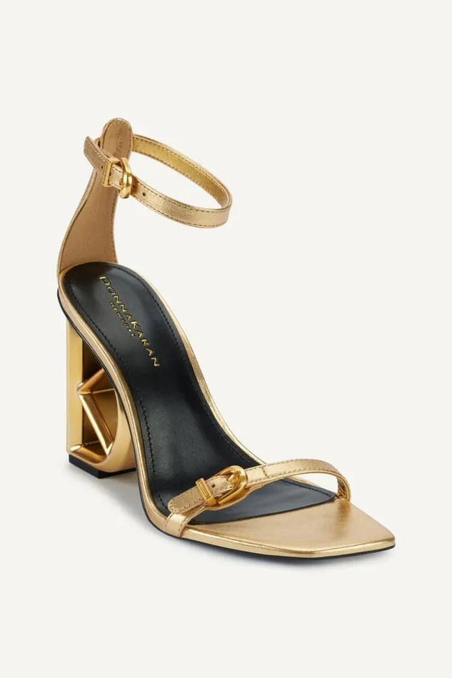 Women Donna Karan Heels And Wedges DK ANKLE STRAP SANDAL Gold