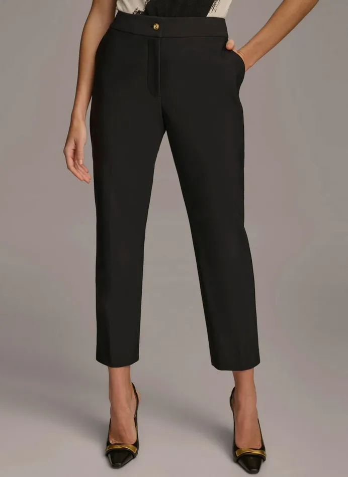 Women Donna Karan Pants SLIM LEG ANKLE LENGTH PANT Black