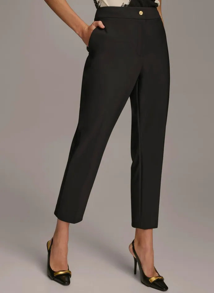 Women Donna Karan Pants SLIM LEG ANKLE LENGTH PANT Black