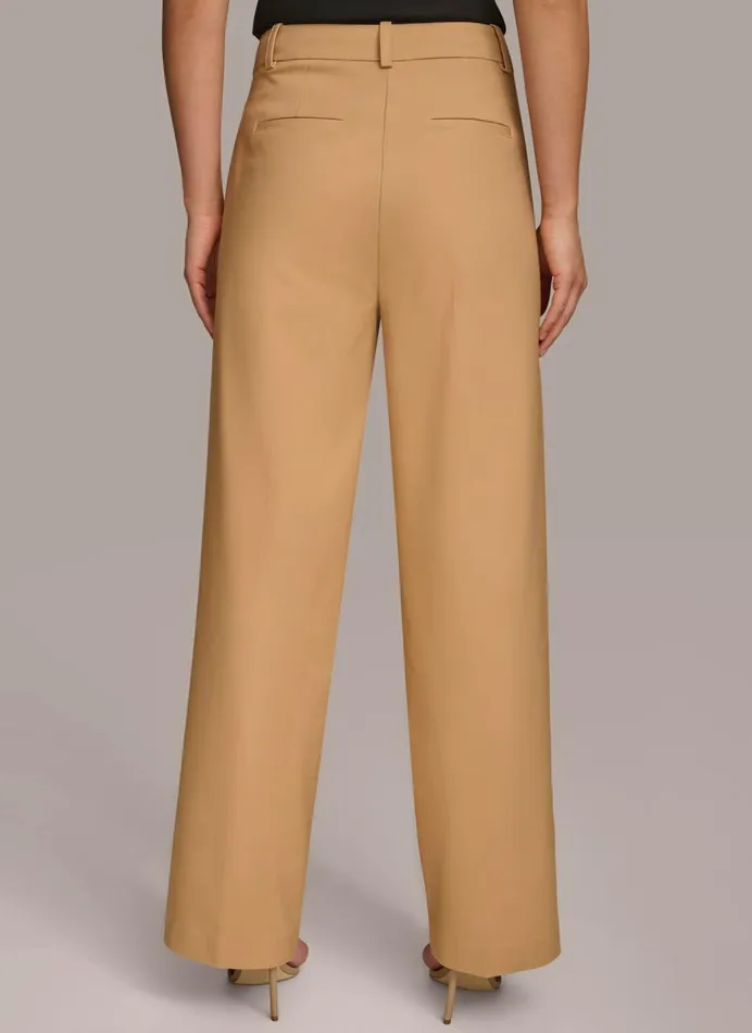 Women Donna Karan Pants STRAIGHT LEG TROUSER WITH TAB WAIST DETAIL Fawn