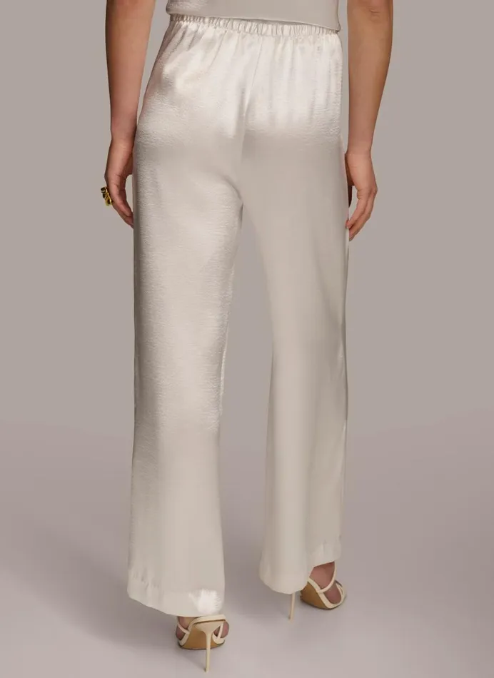 Women Donna Karan Pants WIDE LEG FLAT FRONT Cream