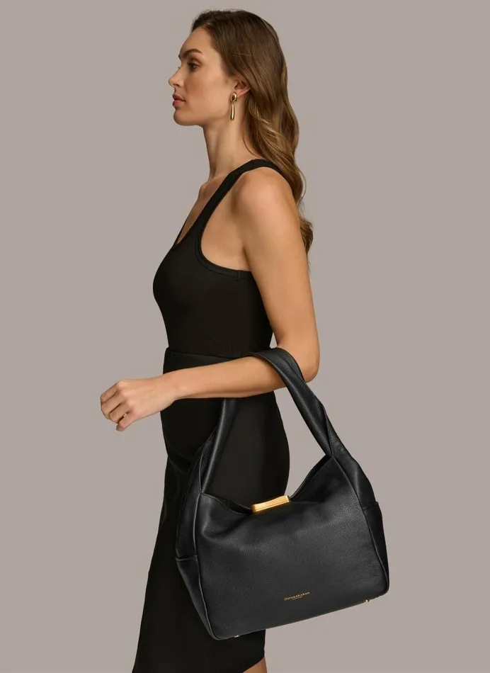 Women Donna Karan Shoulder And Hobo Bags AMAGANSETT SHOULDER BAG Black