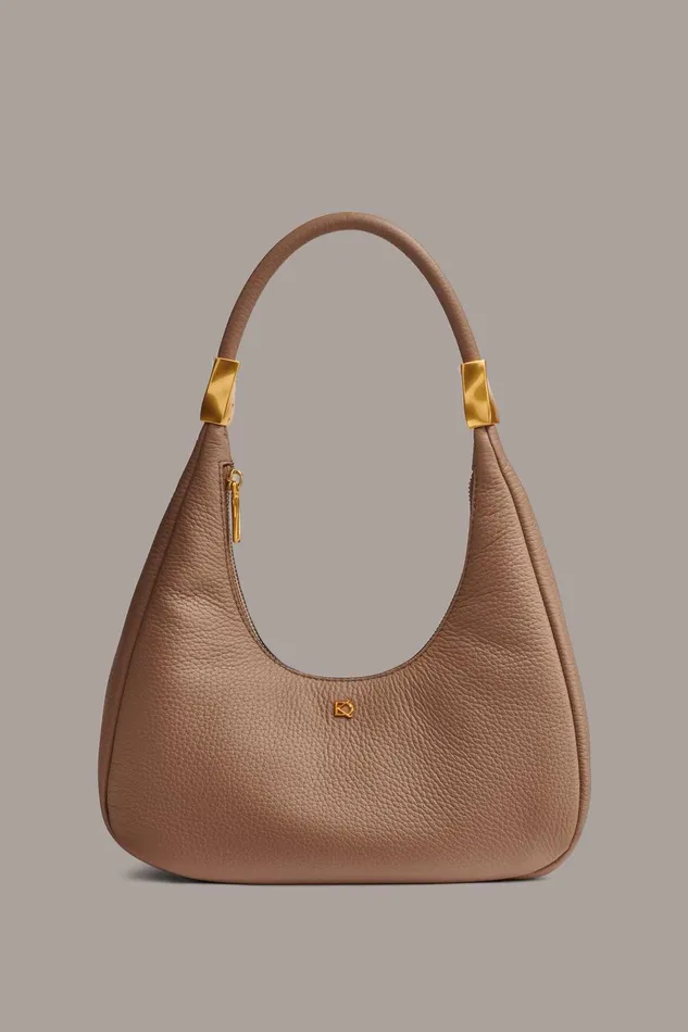 Women Donna Karan Shoulder And Hobo Bags QUOGUE SMALL HOBO BAG Toasted Almond