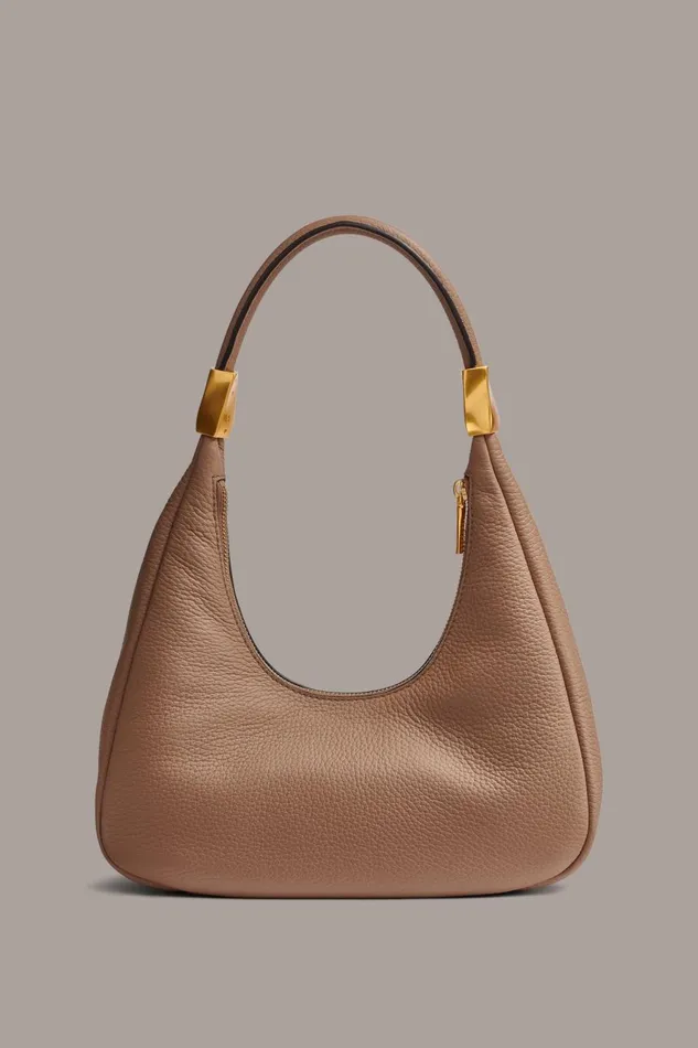 Women Donna Karan Shoulder And Hobo Bags QUOGUE SMALL HOBO BAG Toasted Almond