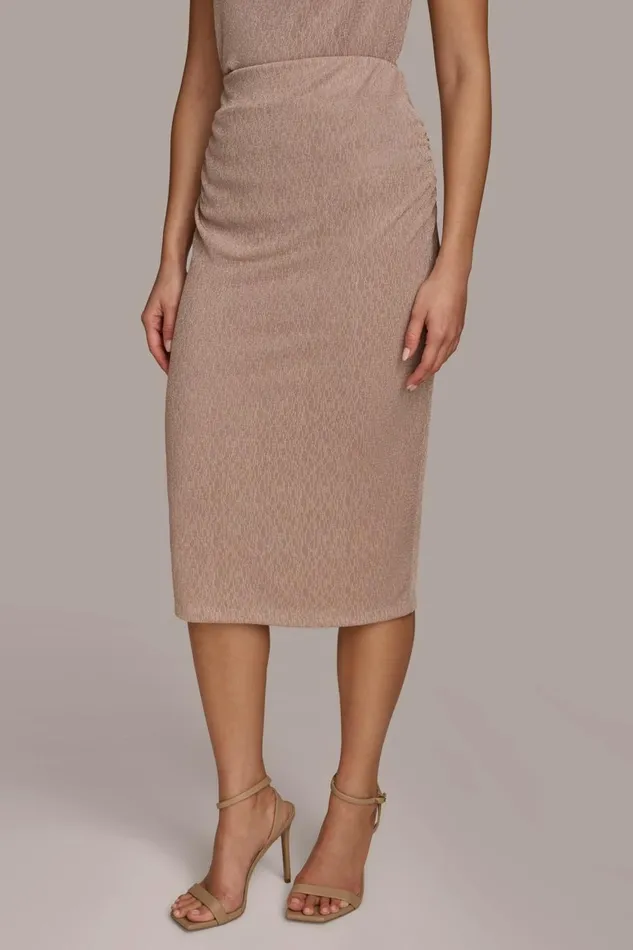 Women Donna Karan Skirts CRINKLE RUCHED SKIRT Mink