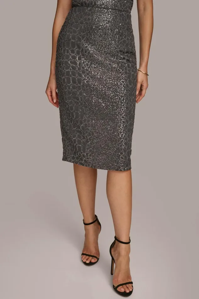 Women Donna Karan Skirts SEQUIN EMBELIISHED SKIRT Iron