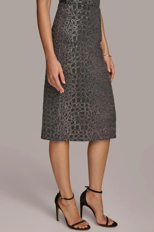 Women Donna Karan Skirts SEQUIN EMBELIISHED SKIRT Iron