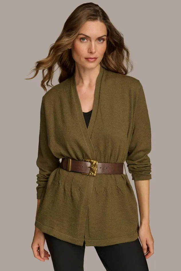 Women Donna Karan Sweaters And Tops BELTED SWEATER Beech
